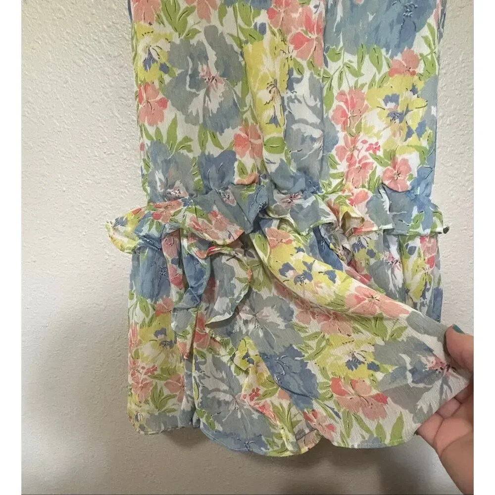 Adorable! Girls Ralph Lauren Girls Floral Summer Dress Ruffles Lined, size 8